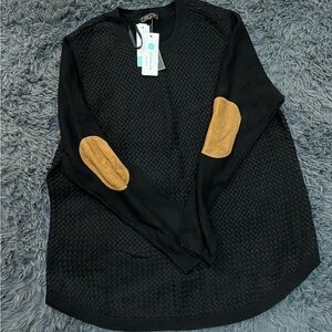 Black Sweater with Tan Elbow Patches